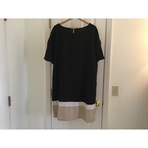 F&F Women's Oversized Linen Dress Neutral Lagenlook Sz XL Short Sleeve Pockets